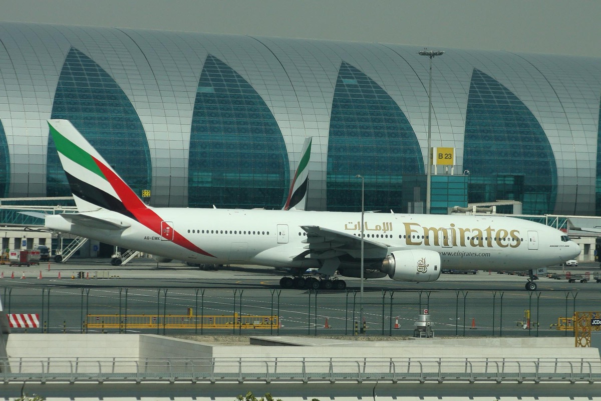 B777 aircraft at Dubai International Airport