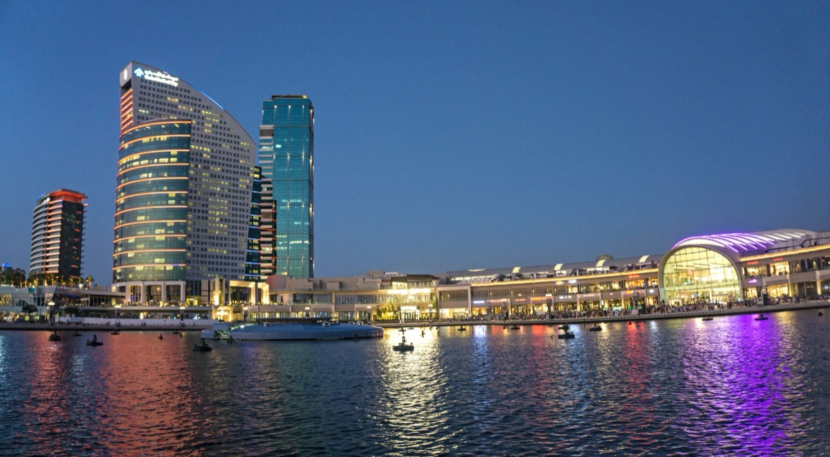 Facade of Dubai Mall showing its modern architecture