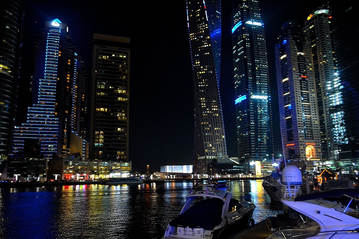 Dubai skyline at night