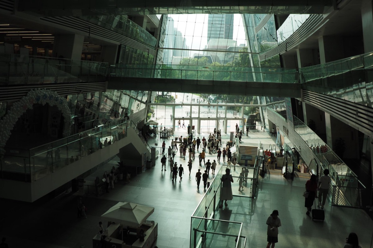 Crowd at Dubai Mall with international shoppers