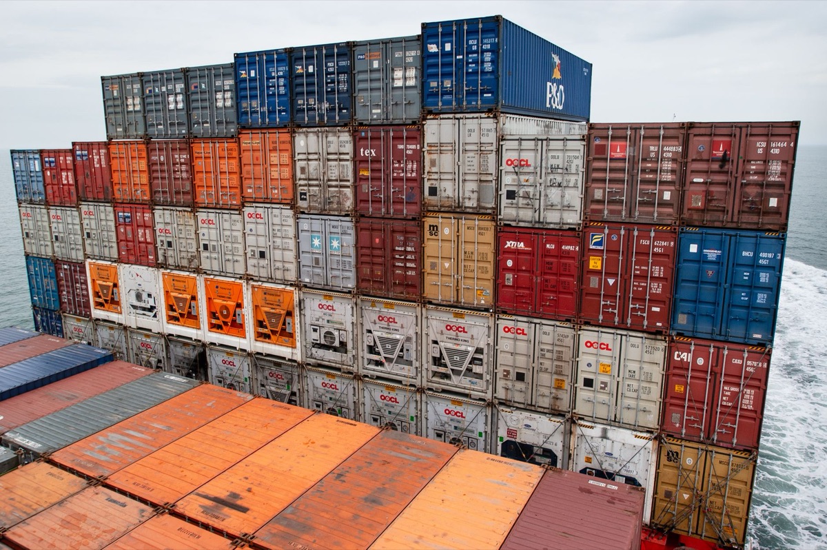 Dubai port container stacks