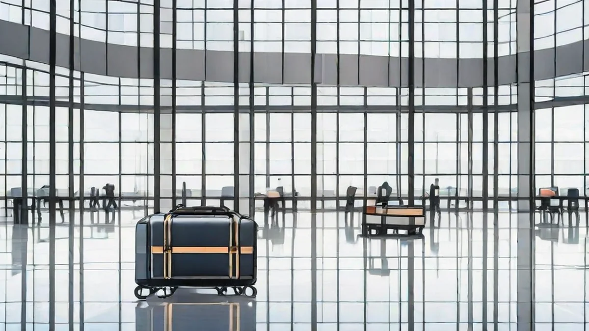 Terminal de llegada de aeropuerto internacional con pasajeros, bandas transportadoras de equipaje y pantallas de información.