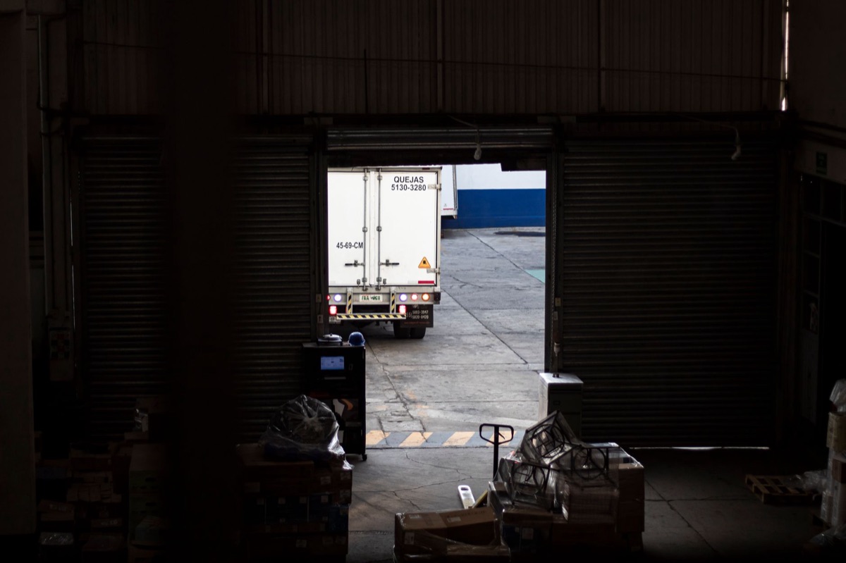 Freeport Dubai warehouse with cargo trucks